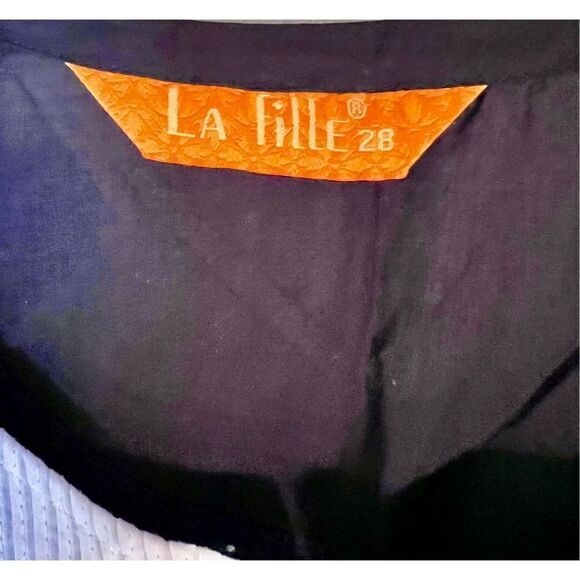 La Fille Made In India Kurta Tunic Black White Boho Victorian Size 28 Small - Picture 5 of 11